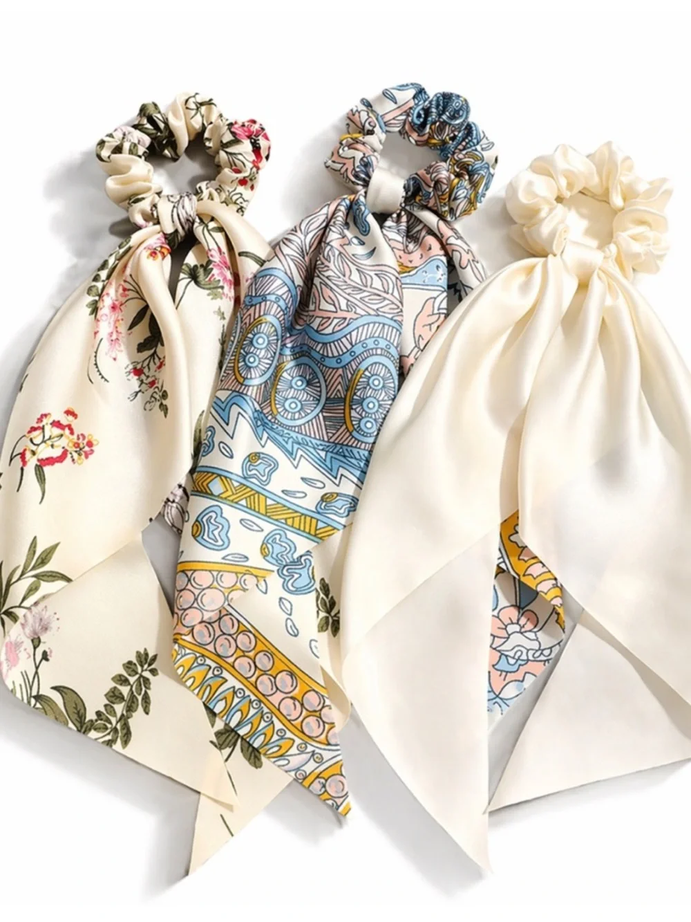 Trending! Satin Scarf Hair Scrunchie Set of 3